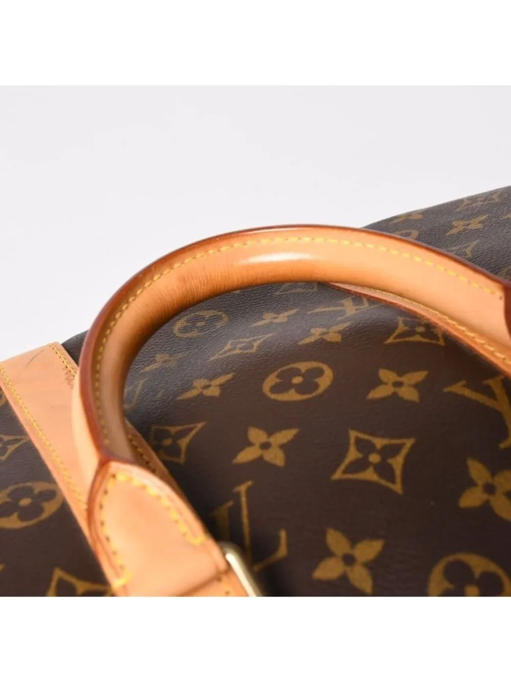 Louis Vuitton Monogram Keepall 45 Boston Bag Canvas Vachetta Leather Brown Gold